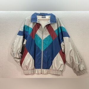 Vintage 90’s Apparatus Silver Blue & Red Nylon Windbreaker 18-20 XL